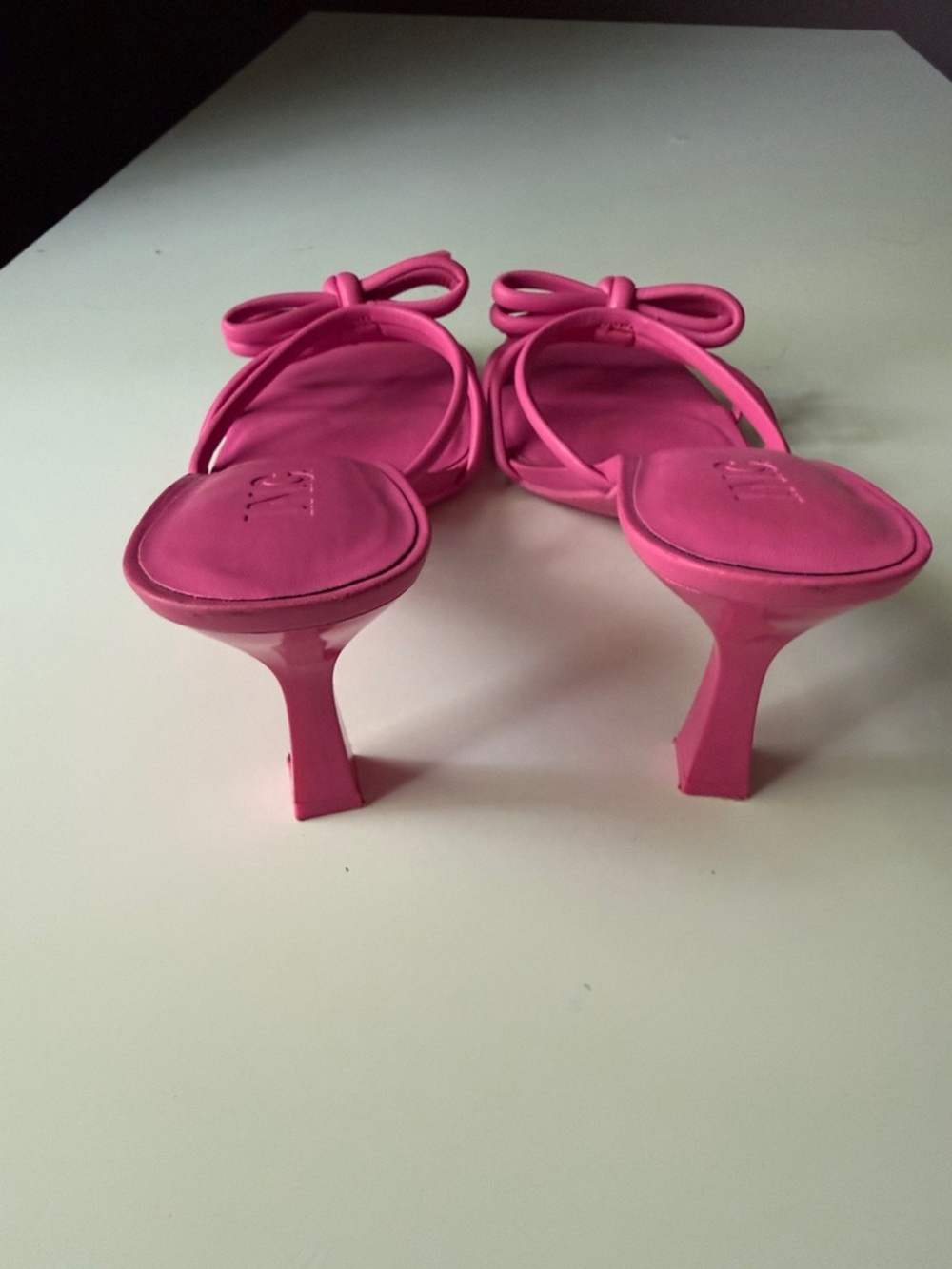 INC International Concepts Hot Pink Bow Square-Toe High Heel Mules Size 10 - Picture 6 of 6